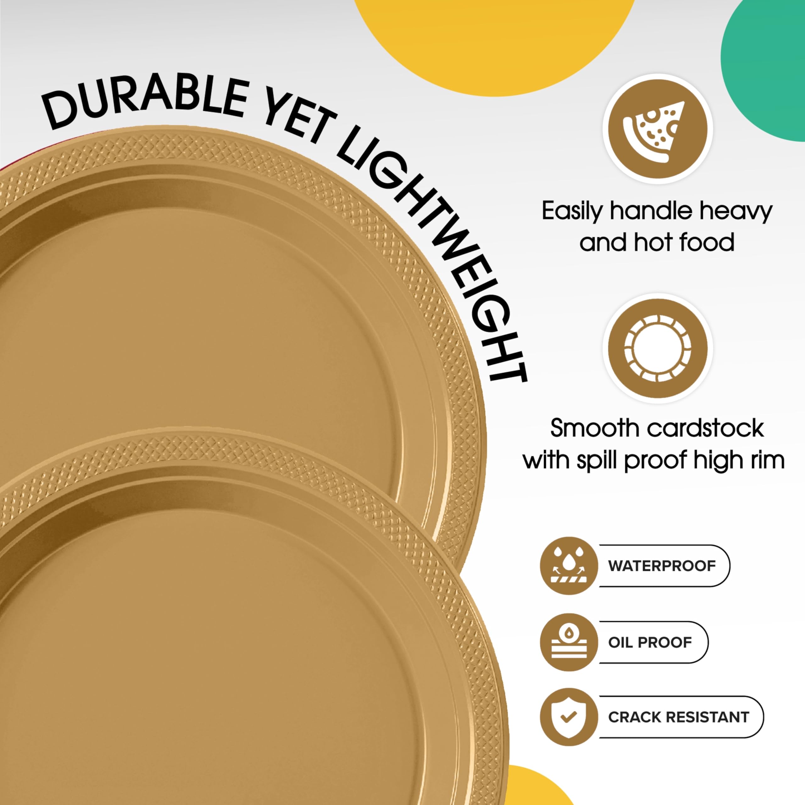 9 In. Gold Plastic Plates | 50 Count