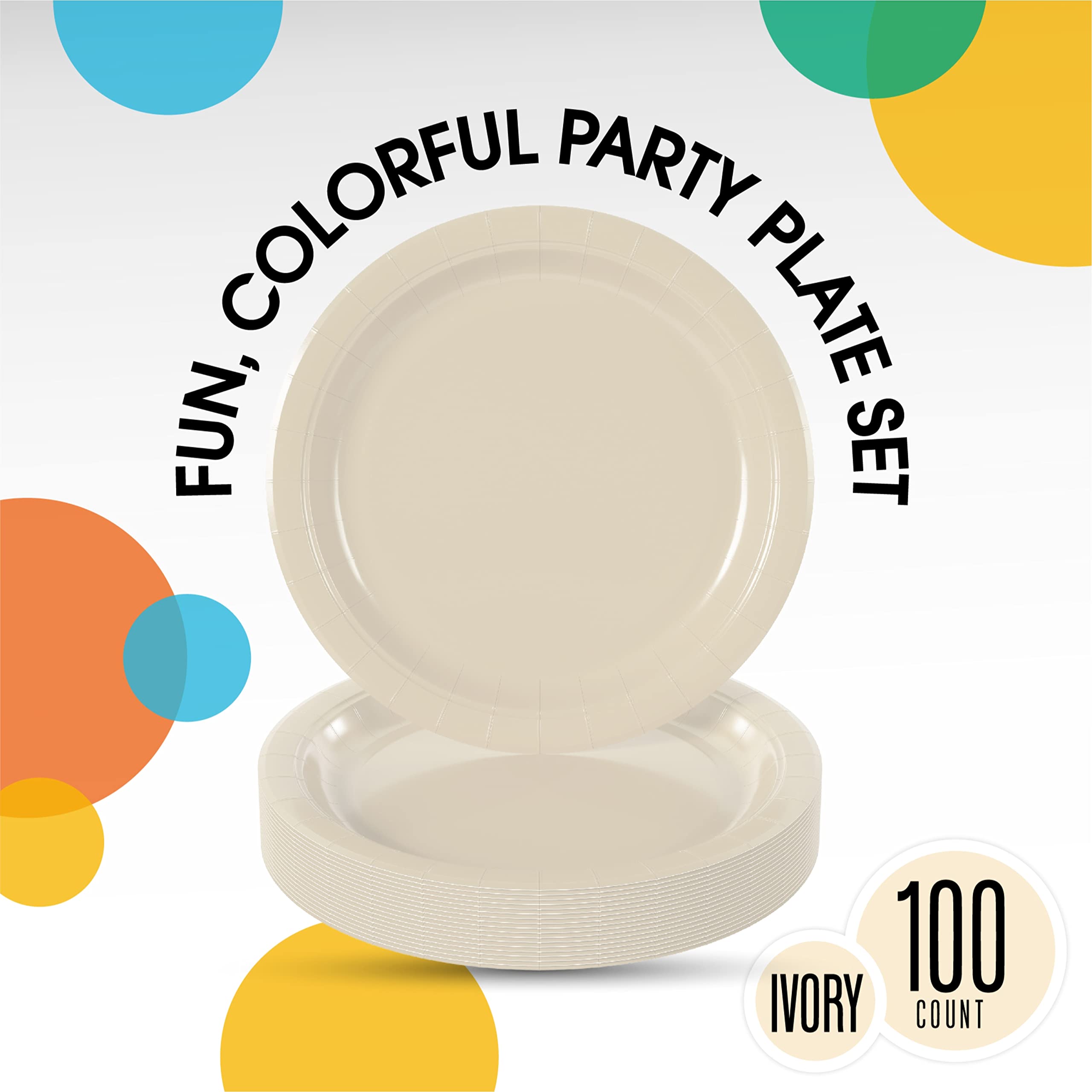 9 In. Ivory Paper Plates | 100 Count