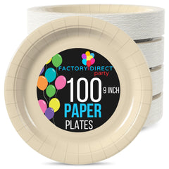 9 In. Ivory Paper Plates | 100 Count