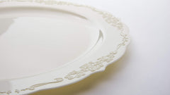 9 In. Ivory Victorian Design Plates | 20 Count