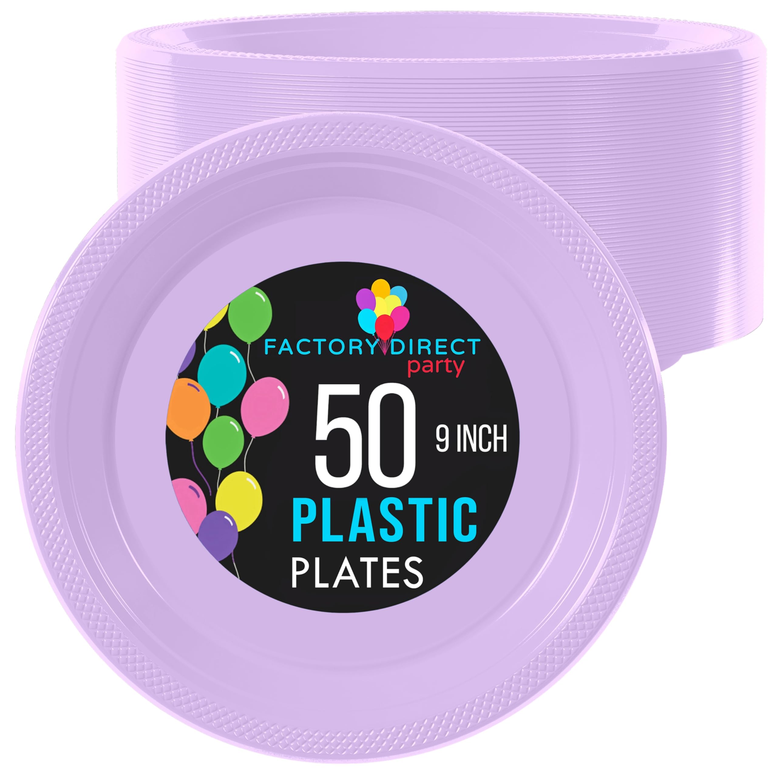 9 In. Lavender Plastic Plates | 50 Count