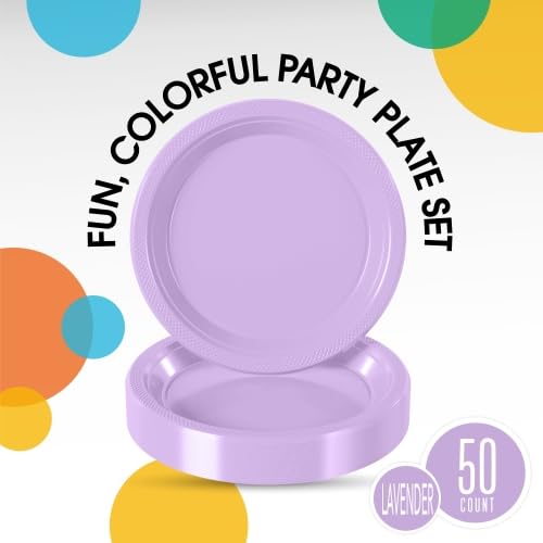 9 In. Lavender Plastic Plates | 50 Count