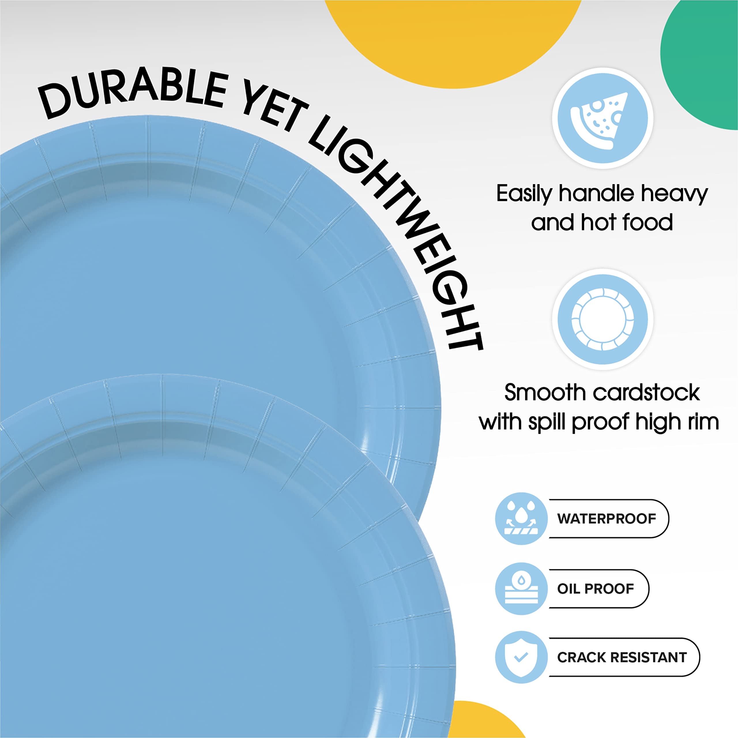 Unleashed - 9 In. Light Blue Paper Plates - 100 Ct.