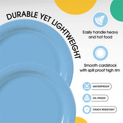 Little Gym - 9 In. Light Blue Paper Plates - 100 Ct.