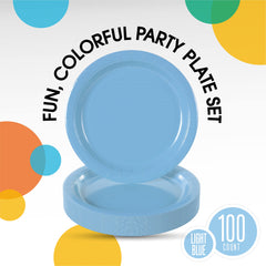 Unleashed - 9 In. Light Blue Paper Plates - 100 Ct.