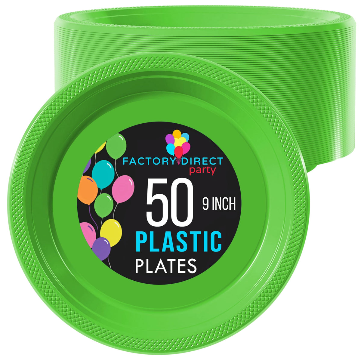 9 In. Lime Green Plastic Plates | 50 Count