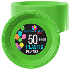 9 In. Lime Green Plastic Plates | 50 Count