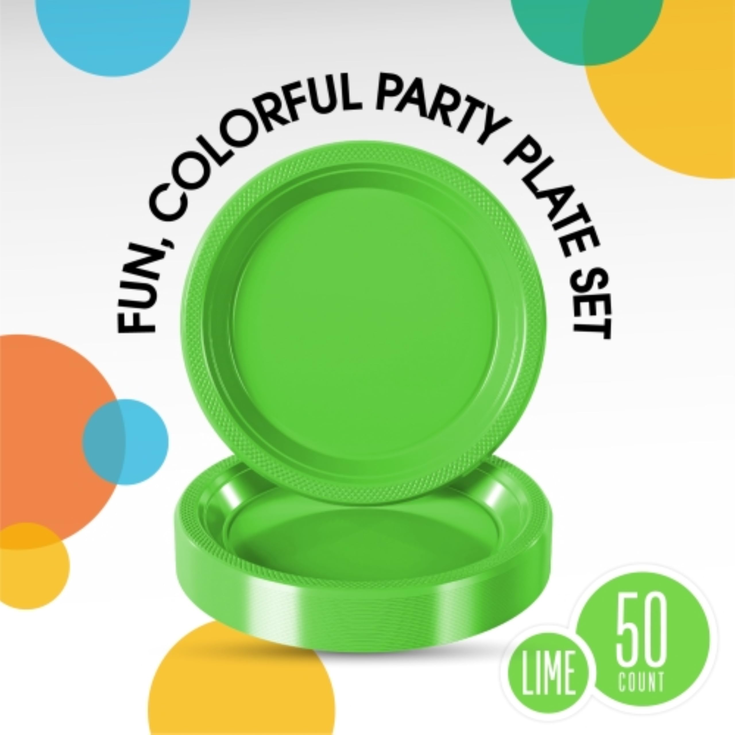 9 In. Lime Green Plastic Plates | 50 Count