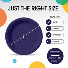 9 In. Navy Plastic Plates | 100 Count