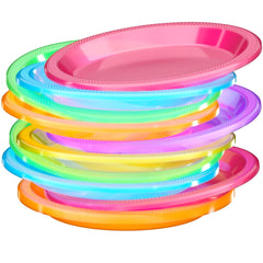 9 In. Neon Assorted Color Plastic Plates | 120 Count