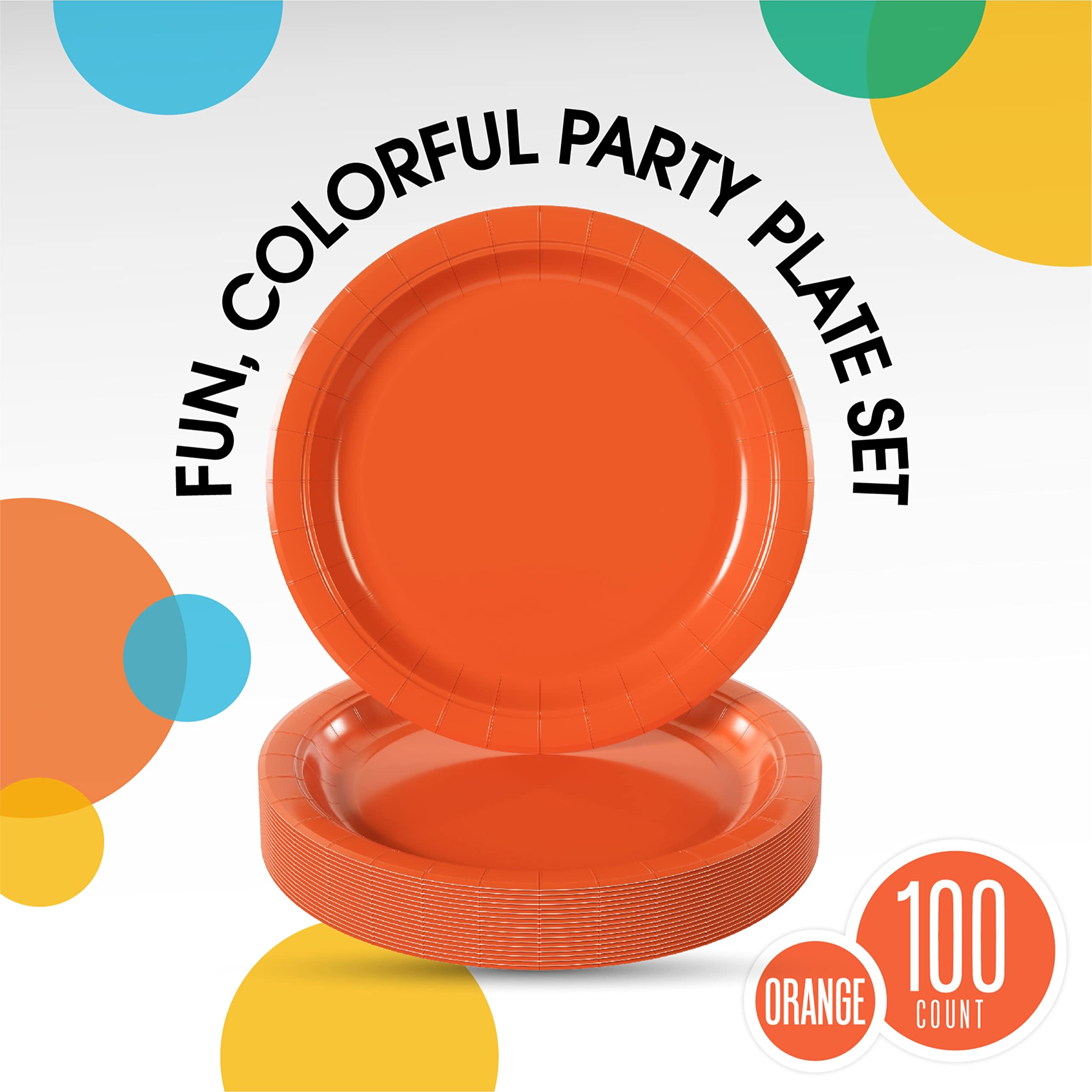 9 In. Orange Paper Plates | 100 Count