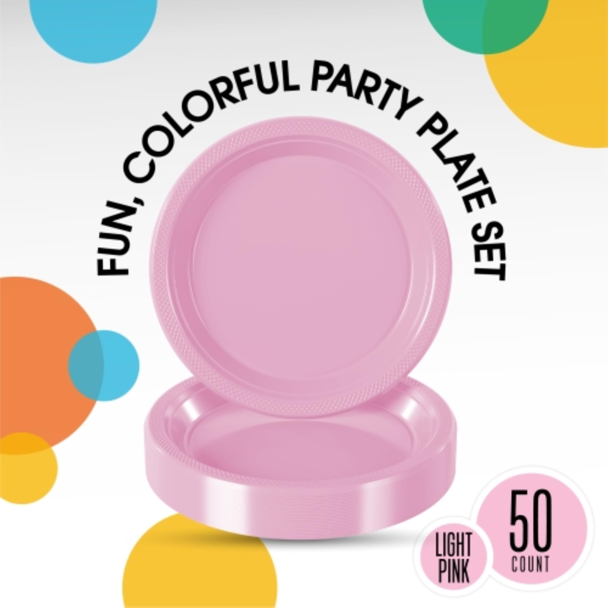 9 In. Pink Plastic Plates | 50 Count