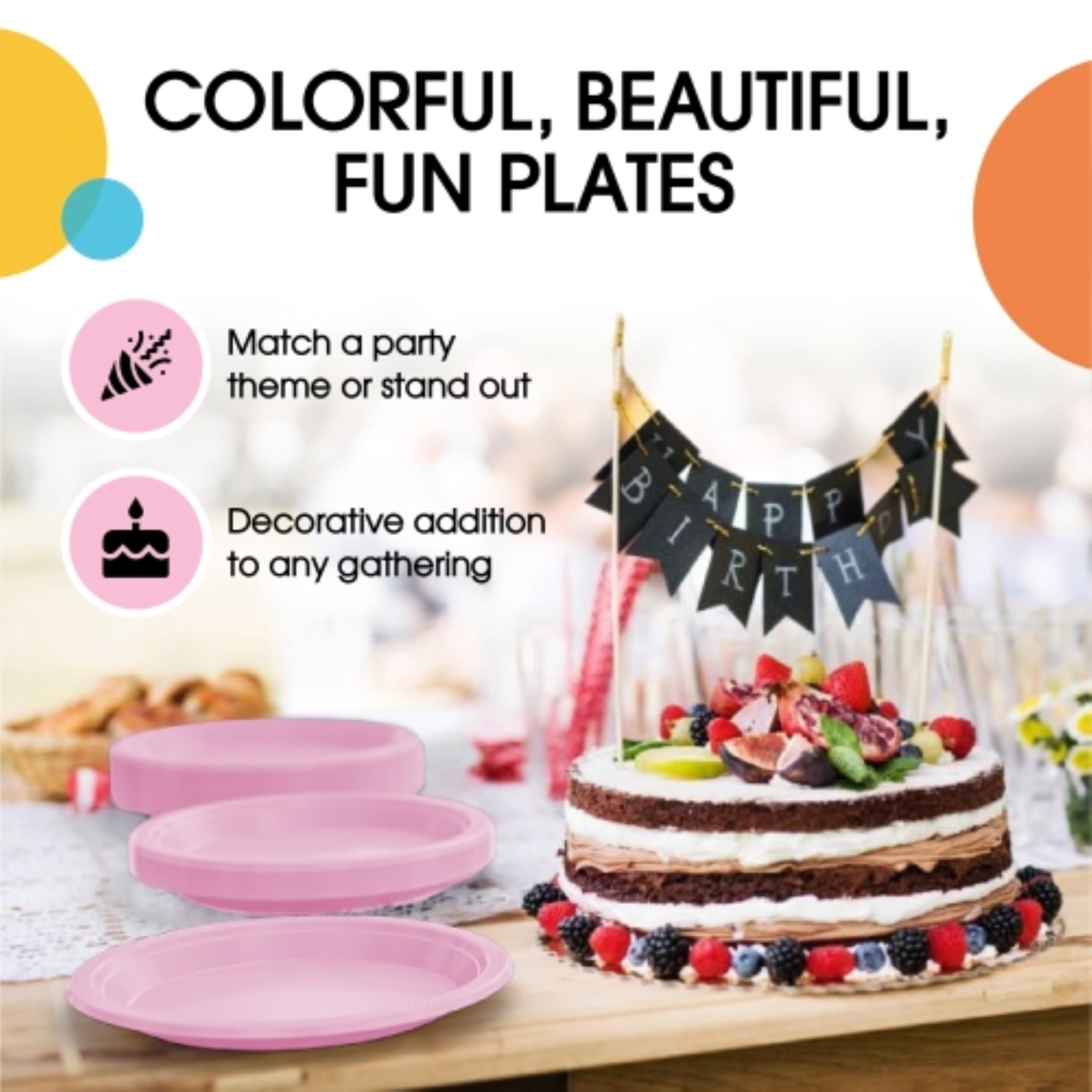 9 In. Pink Plastic Plates | 50 Count