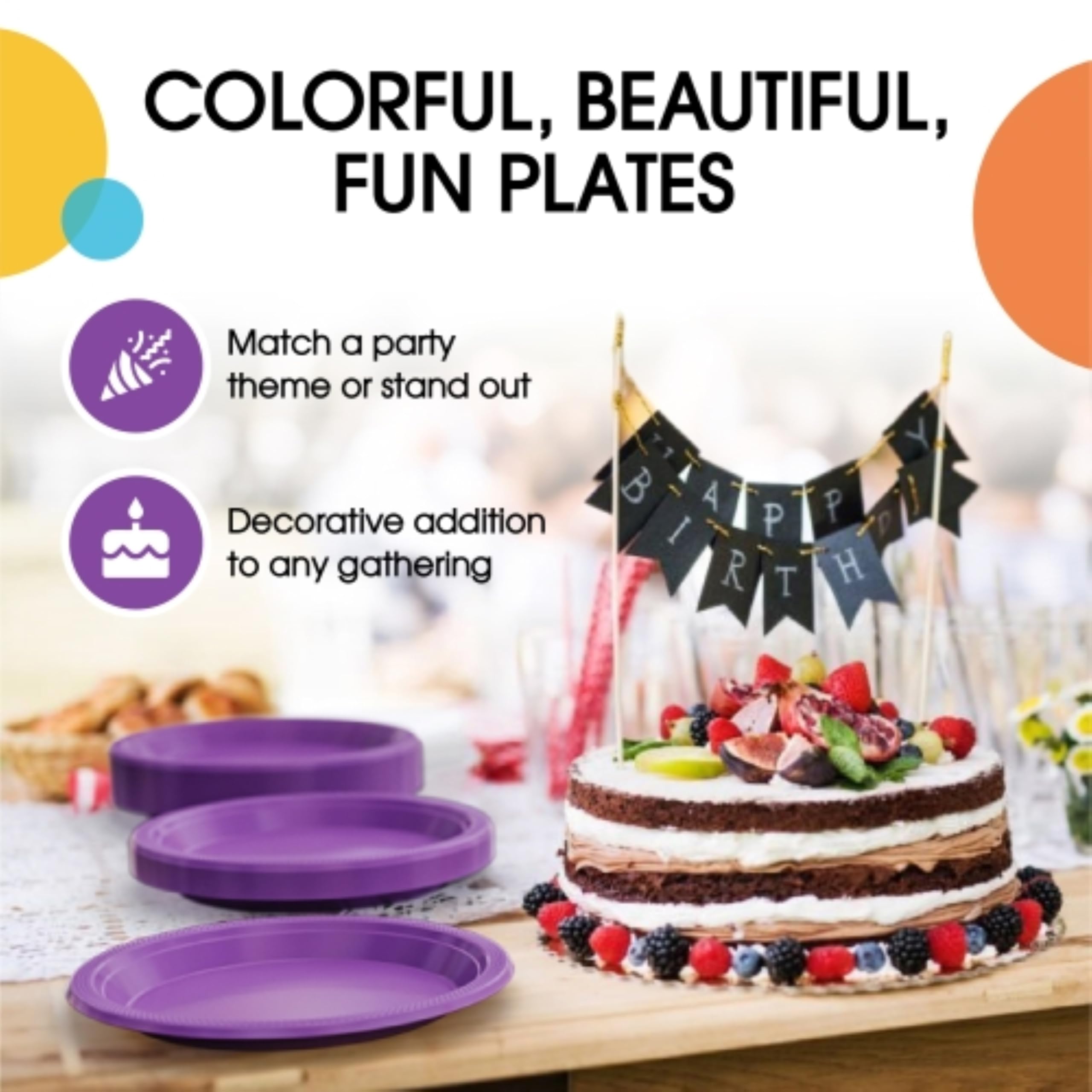 9 In. Purple Plastic Plates | 100 Count