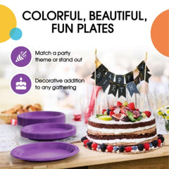 9 In. Purple Plastic Plates | 100 Count