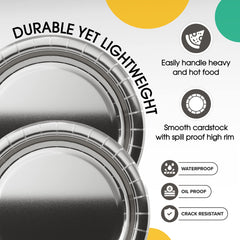 9 In. Reflective Silver Paper Plates | 100 Count