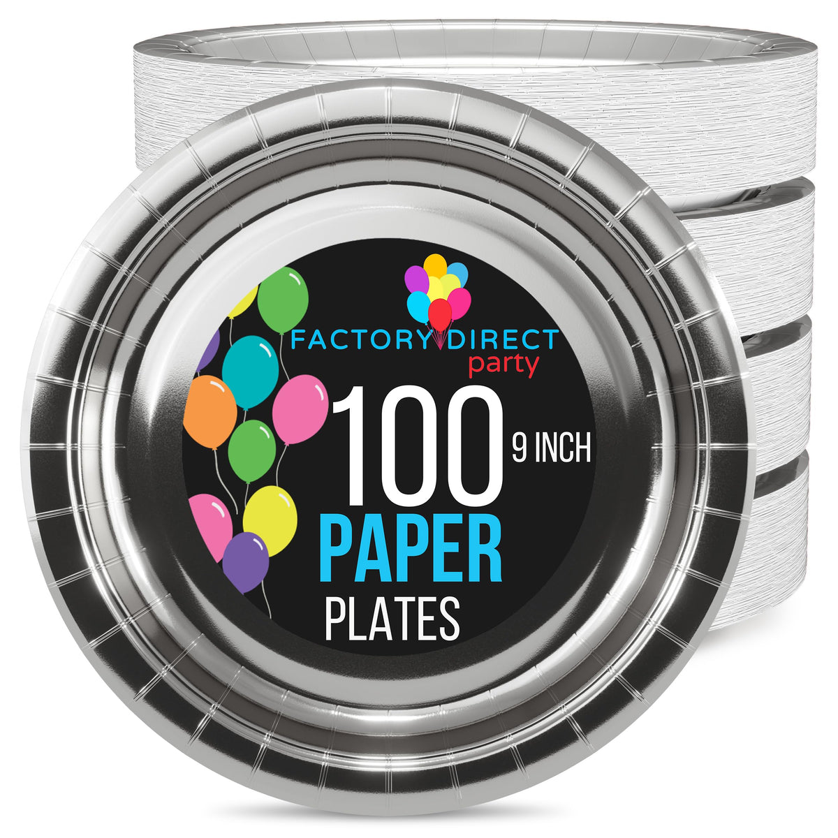 9 In. Reflective Silver Paper Plates | 100 Count