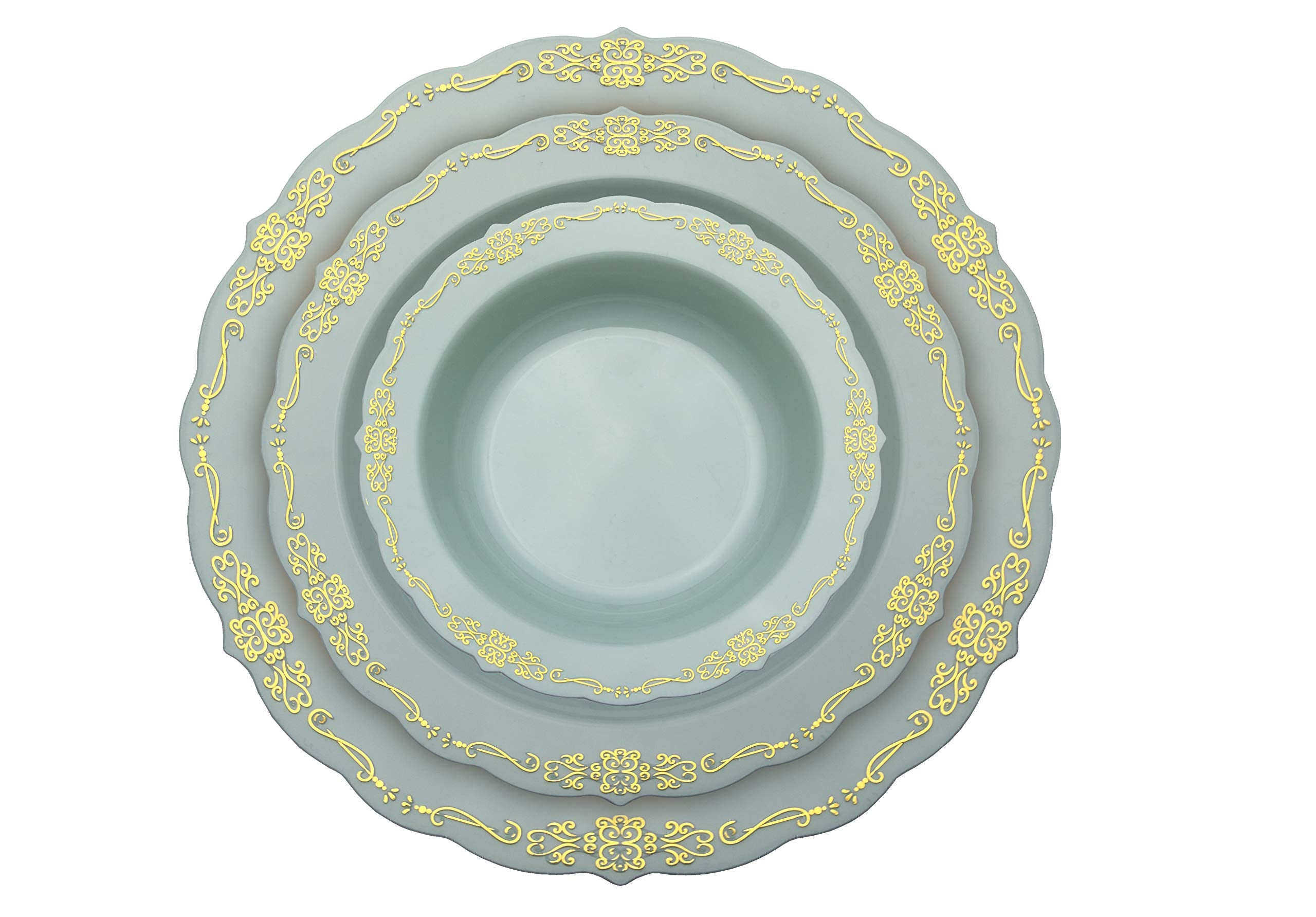 9 In. Robin Blue Victorian Design Plates | 20 Count