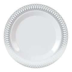 9 In. Silver Ovals Design Plates | 10 Count