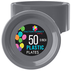 9 In. Silver Plastic Plates | 50 Count