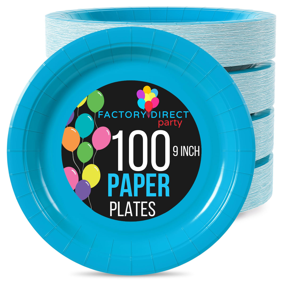 9 In. Turquoise Paper Plates | 100 Count