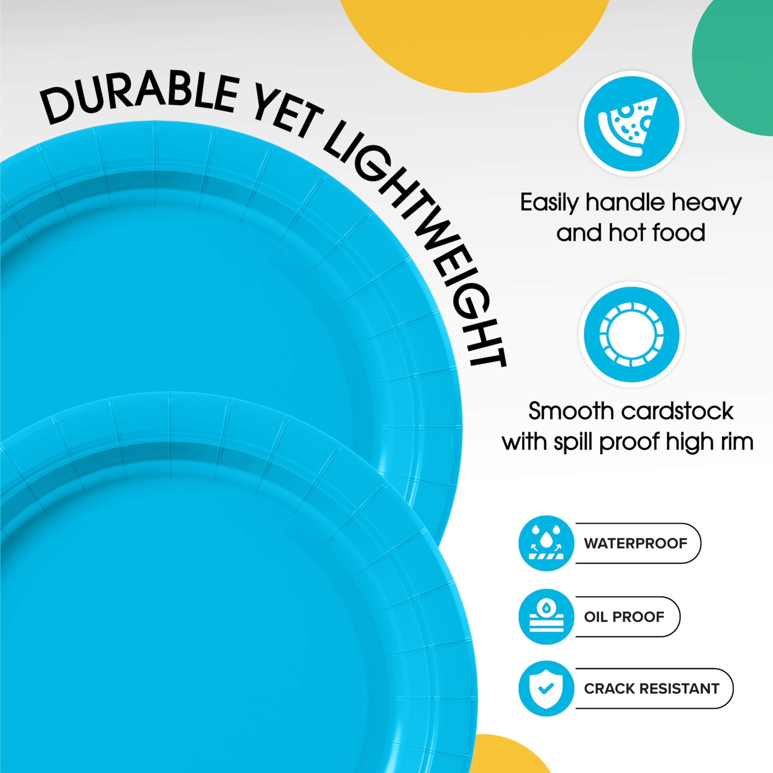 9 In. Turquoise Paper Plates | 100 Count