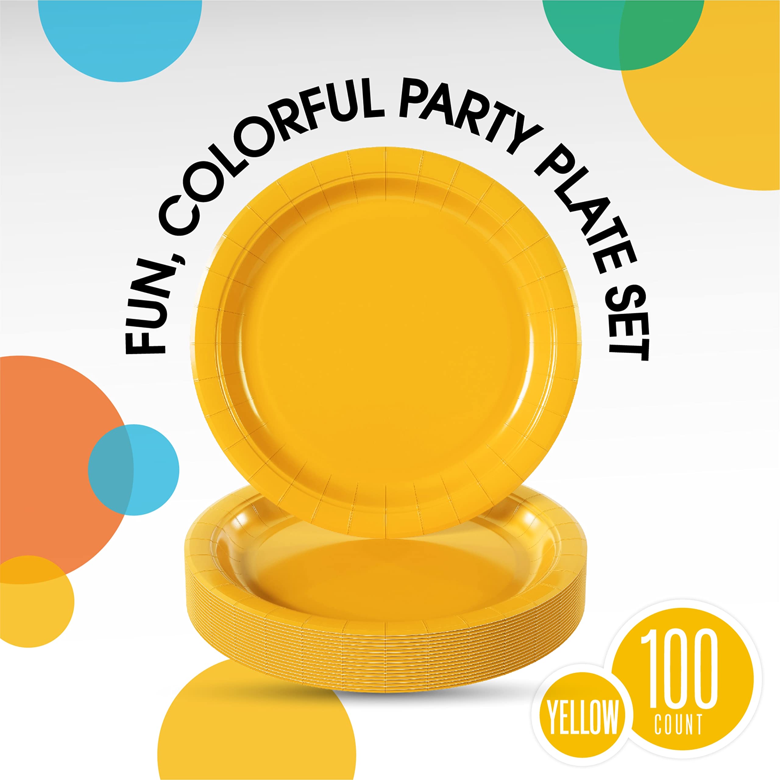 9 In. Yellow Paper Plates | 100 Count