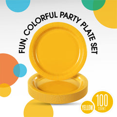 9 In. Yellow Paper Plates | 100 Count