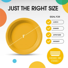 9 In. Yellow Plastic Plates | 50 Count