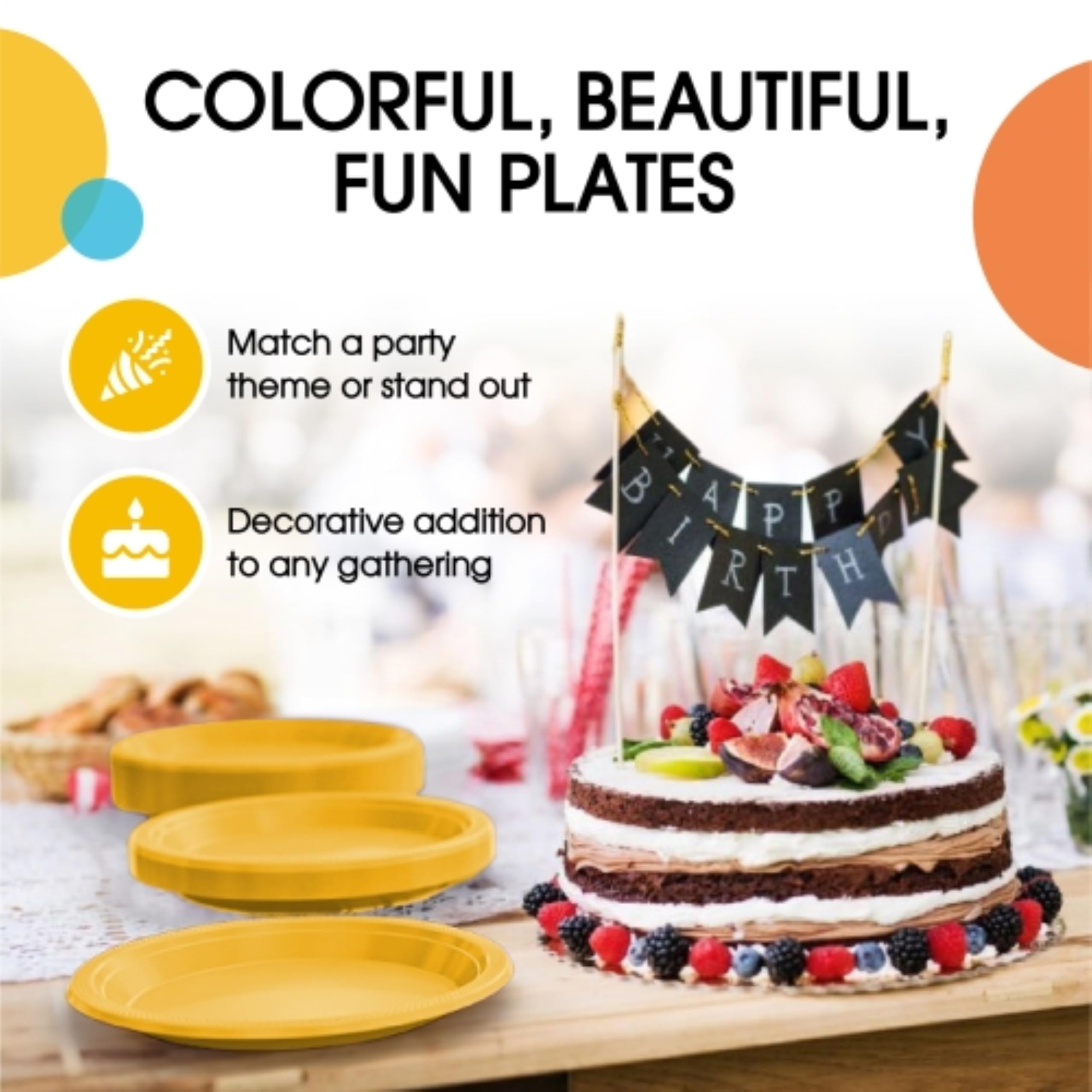 9 In. Yellow Plastic Plates | 100 Count