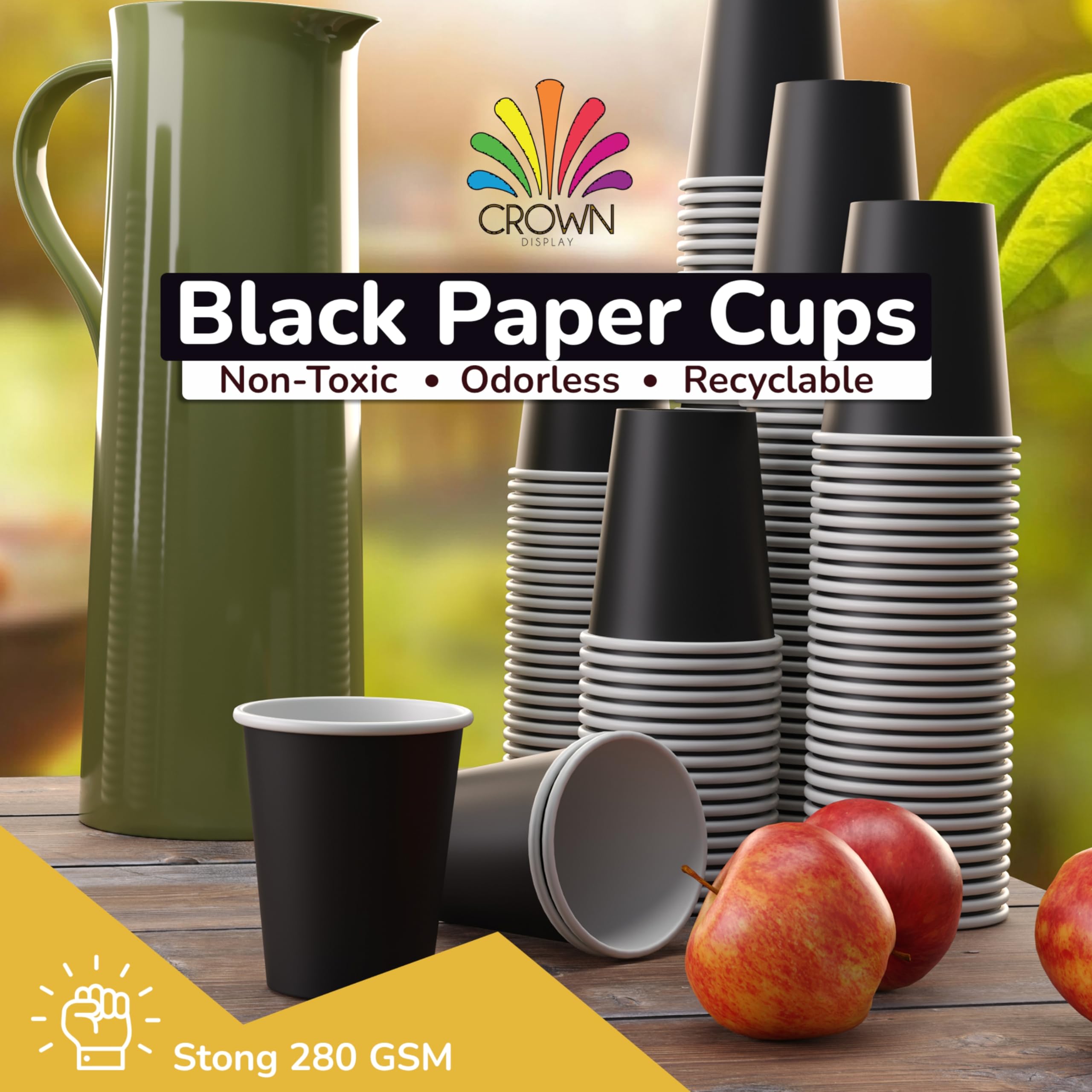9 Oz. Black Paper Cups | 100 Count