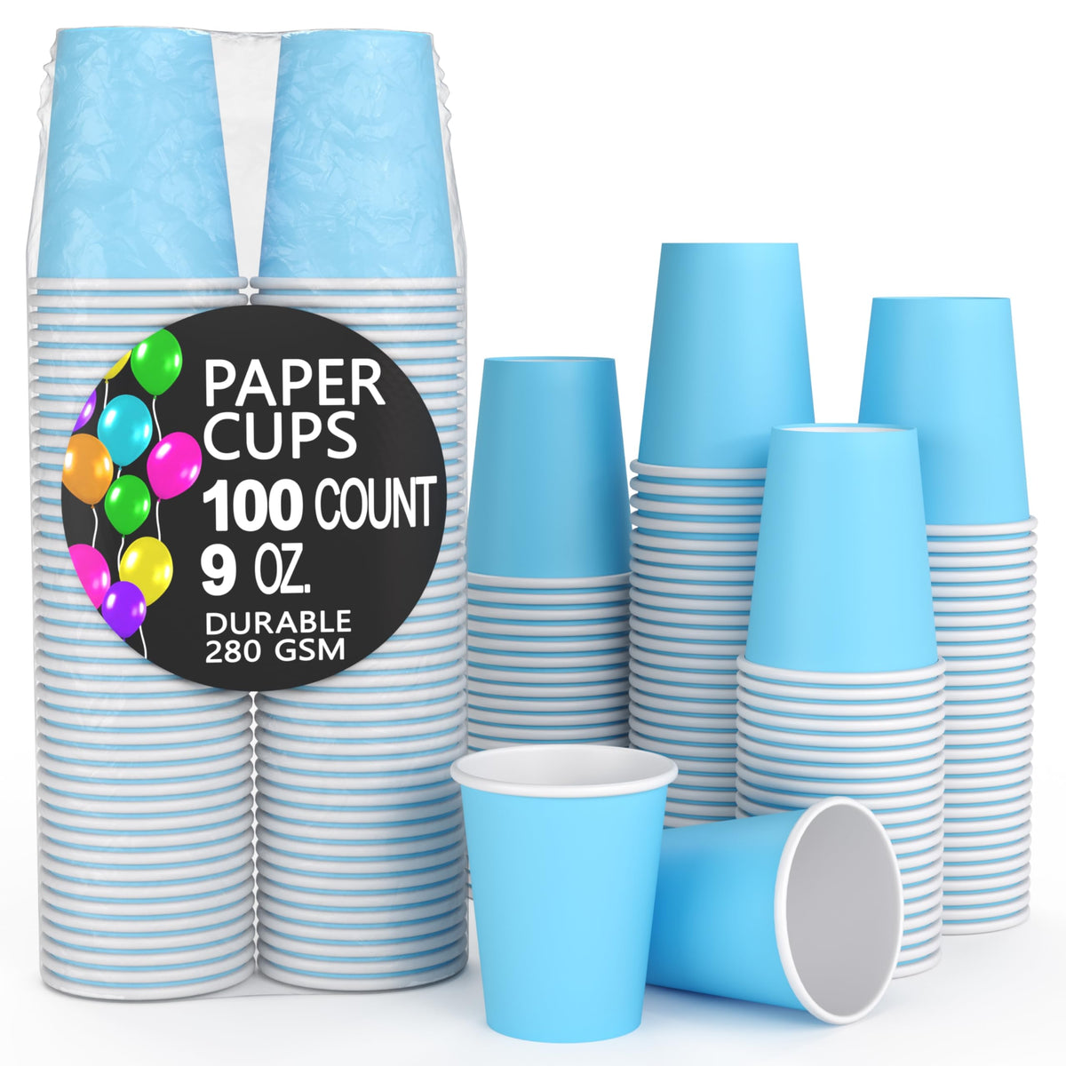 Little Gym - 9 Oz. Light Blue Paper Cups - 100 Ct.