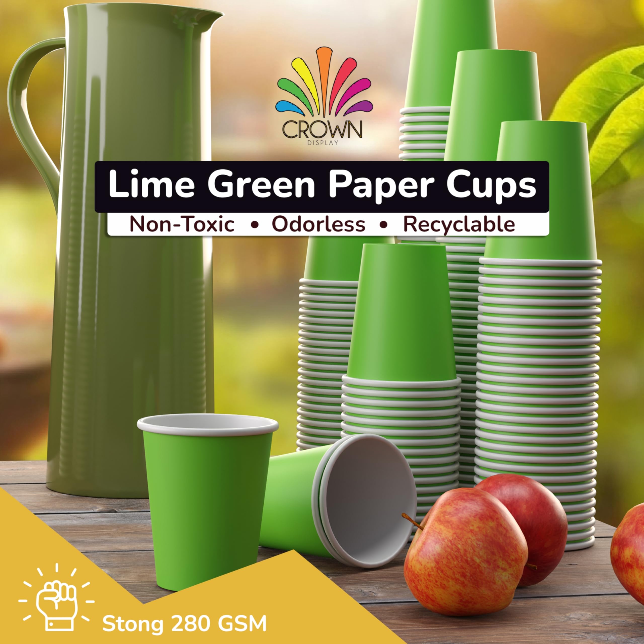 9 Oz. Lime Green Paper Cups | 100 Count