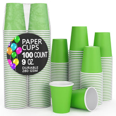 9 Oz. Lime Green Paper Cups | 100 Count