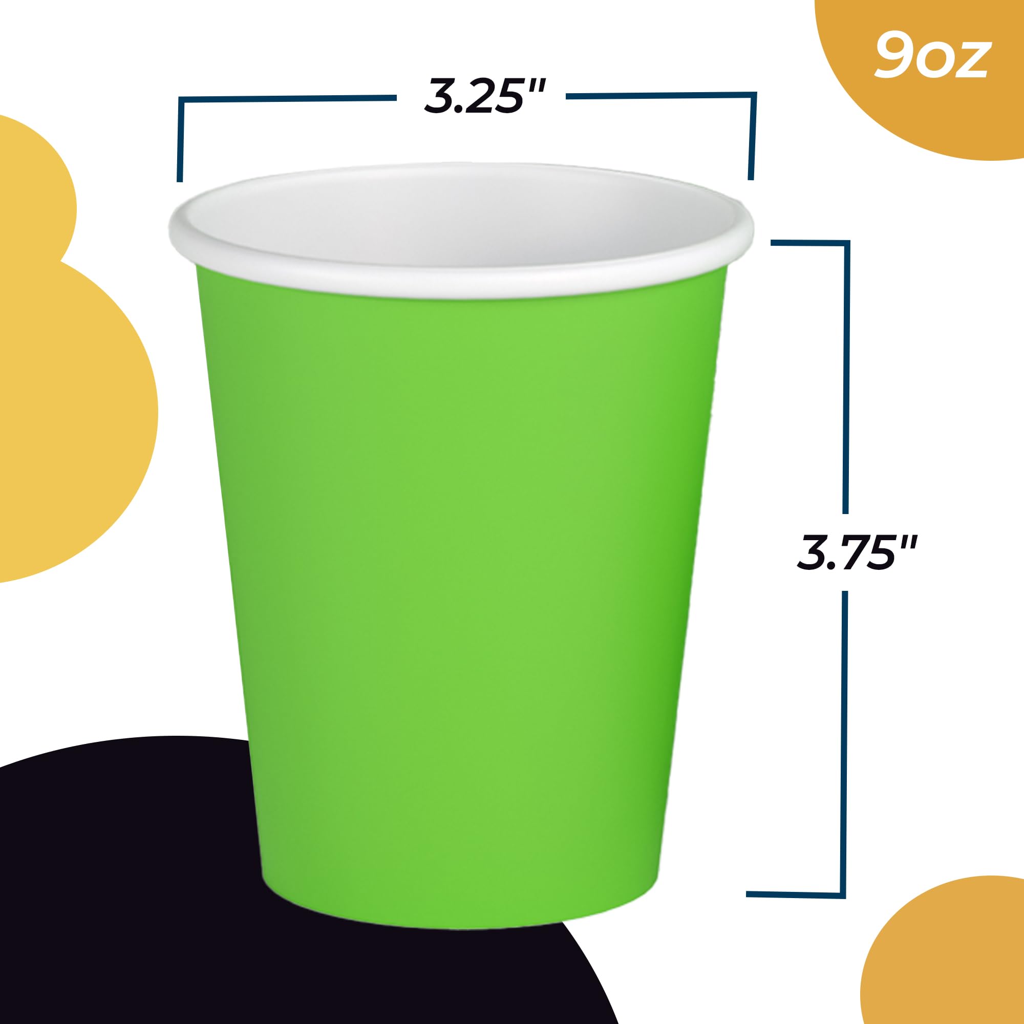 9 Oz. Lime Green Paper Cups | 100 Count