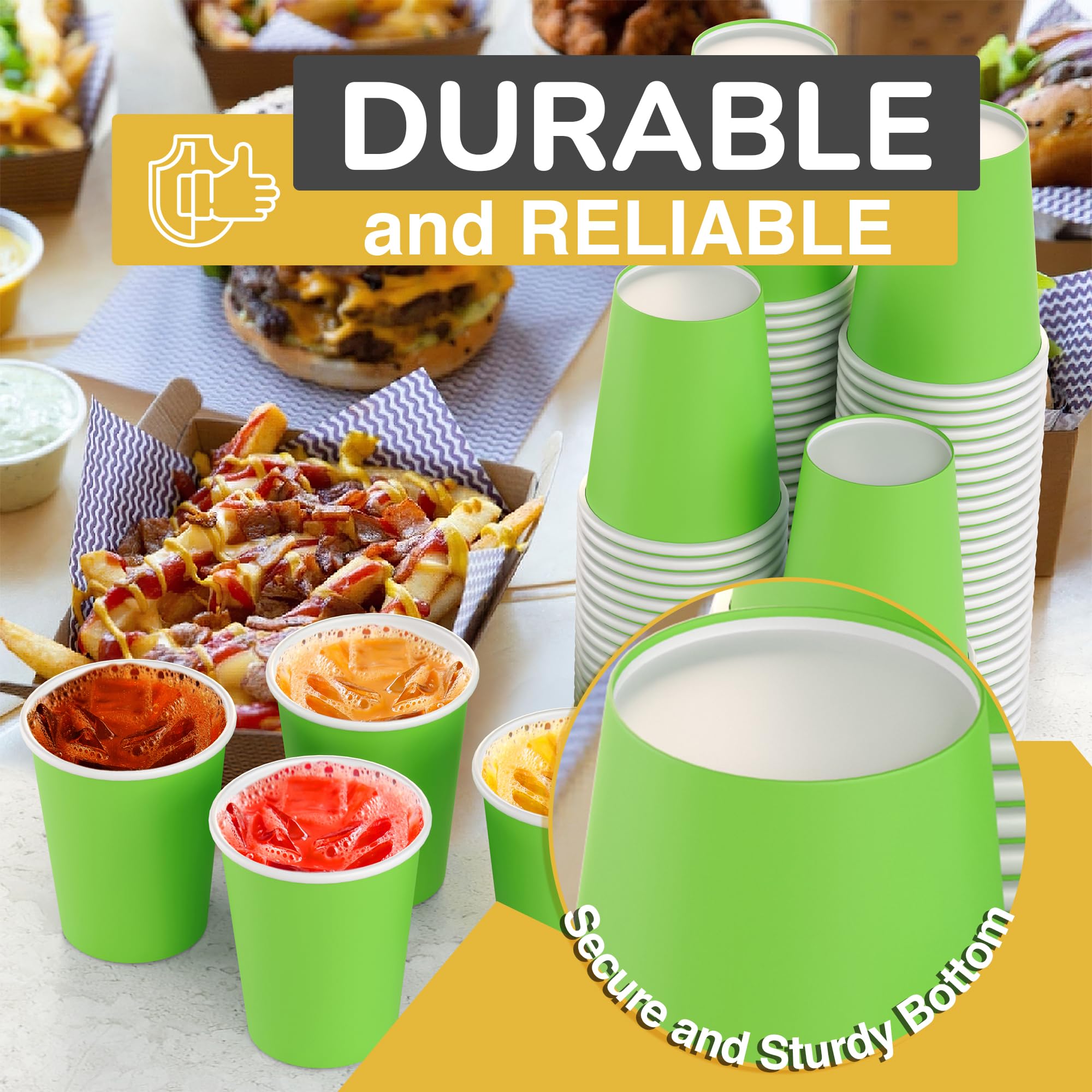 Unleashed - 9 Oz. Lime Green Paper Cups - 100 Ct.