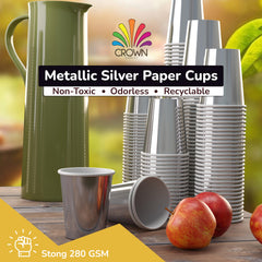 9 Oz. Metallic Silver Paper Cups | 100 Count