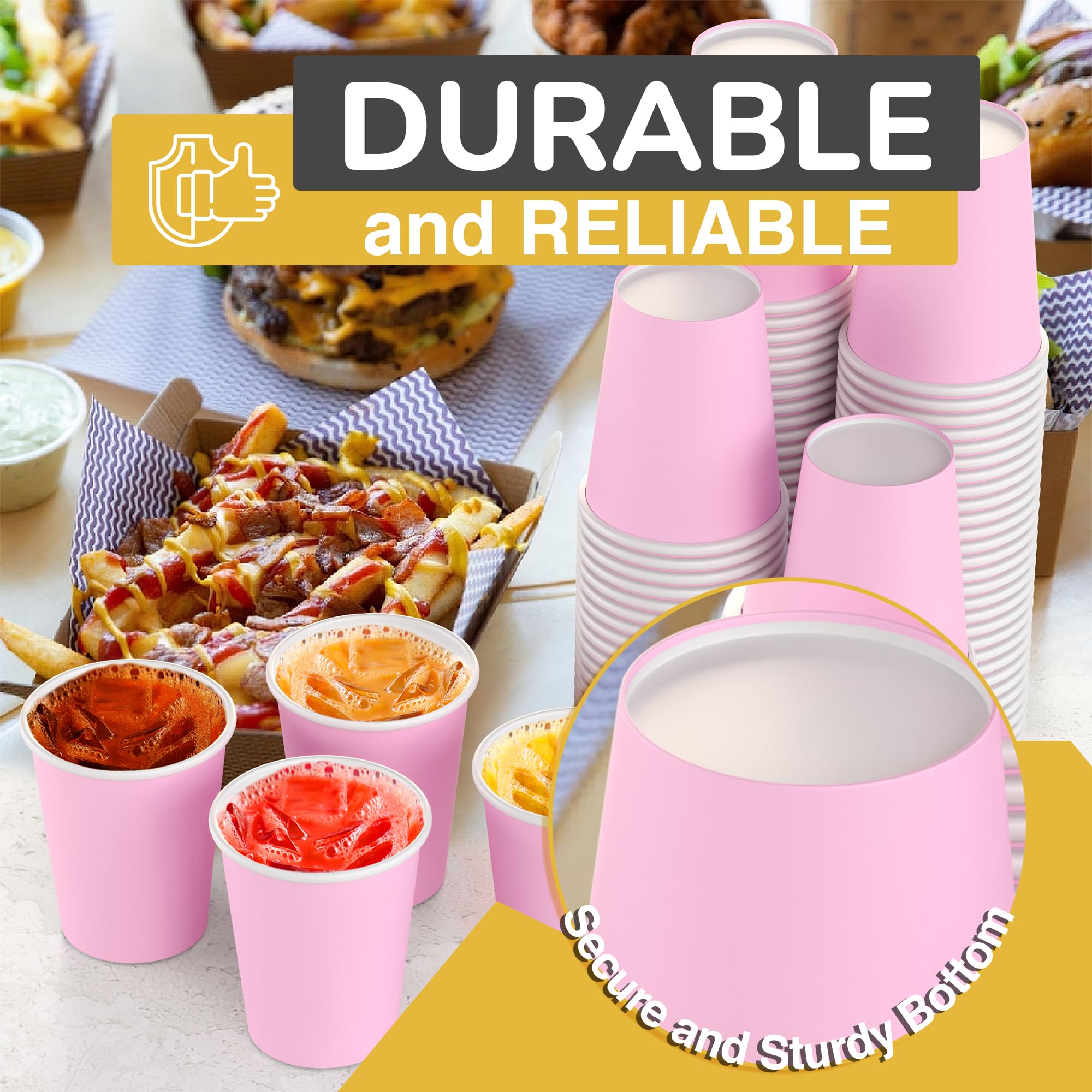 9 Oz. Pink Paper Cups | 100 Count