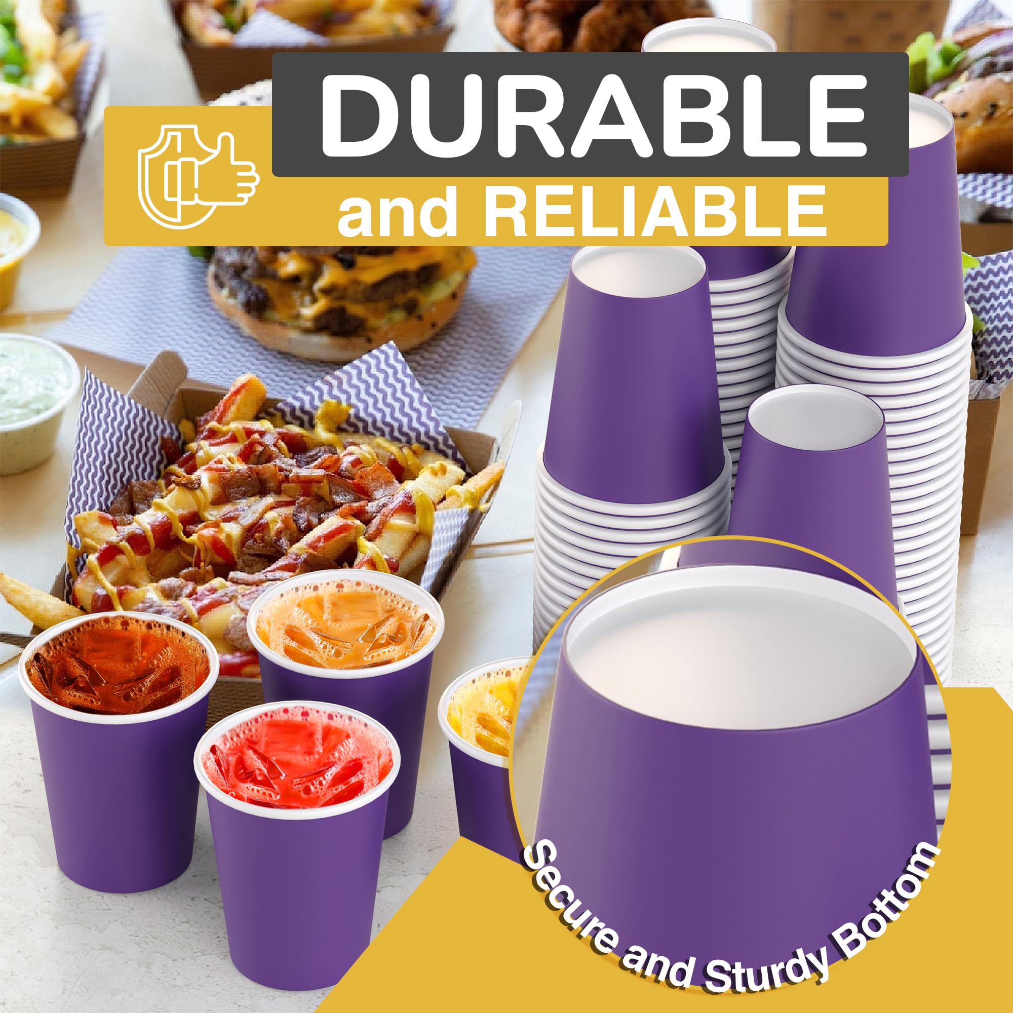 Little Gym - 9 Oz. Purple Paper Cups - 100 Ct.