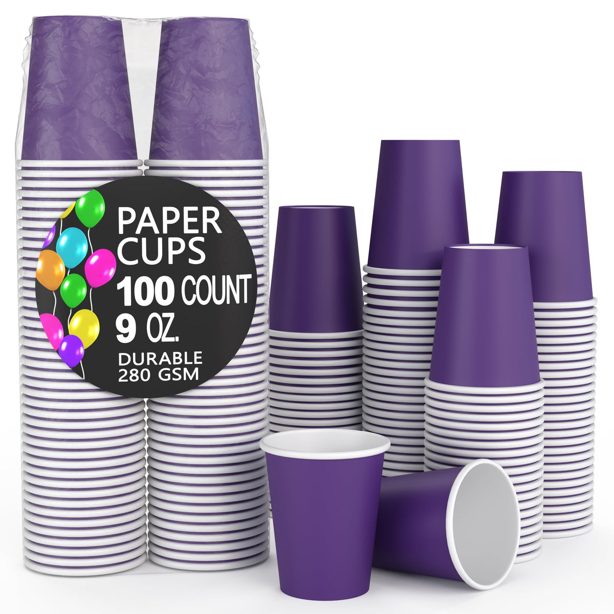 Little Gym - 9 Oz. Purple Paper Cups - 100 Ct.