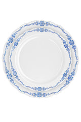 9 In. White / Navy Victorian Design Plates | 20 Count