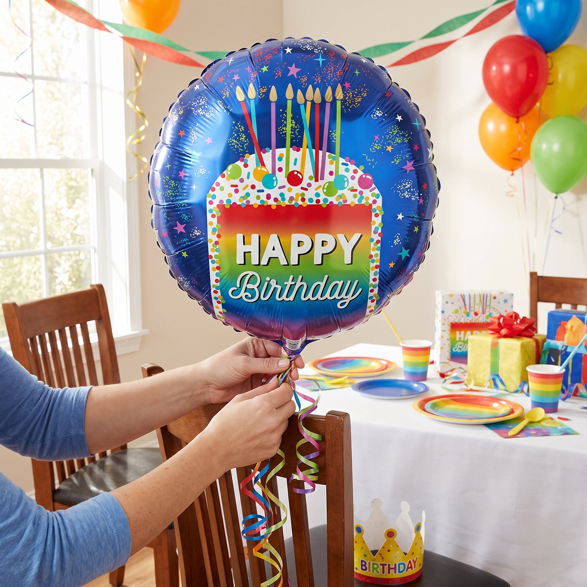 Rainbow Slice Metallic Birthday Balloon - 18in