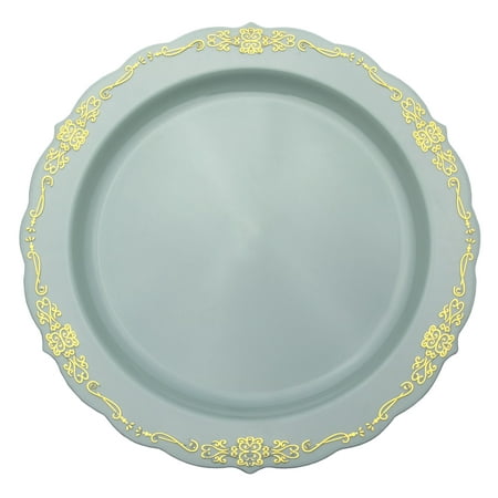 10 In. Robin Blue Victorian Design Plates | 20 Count