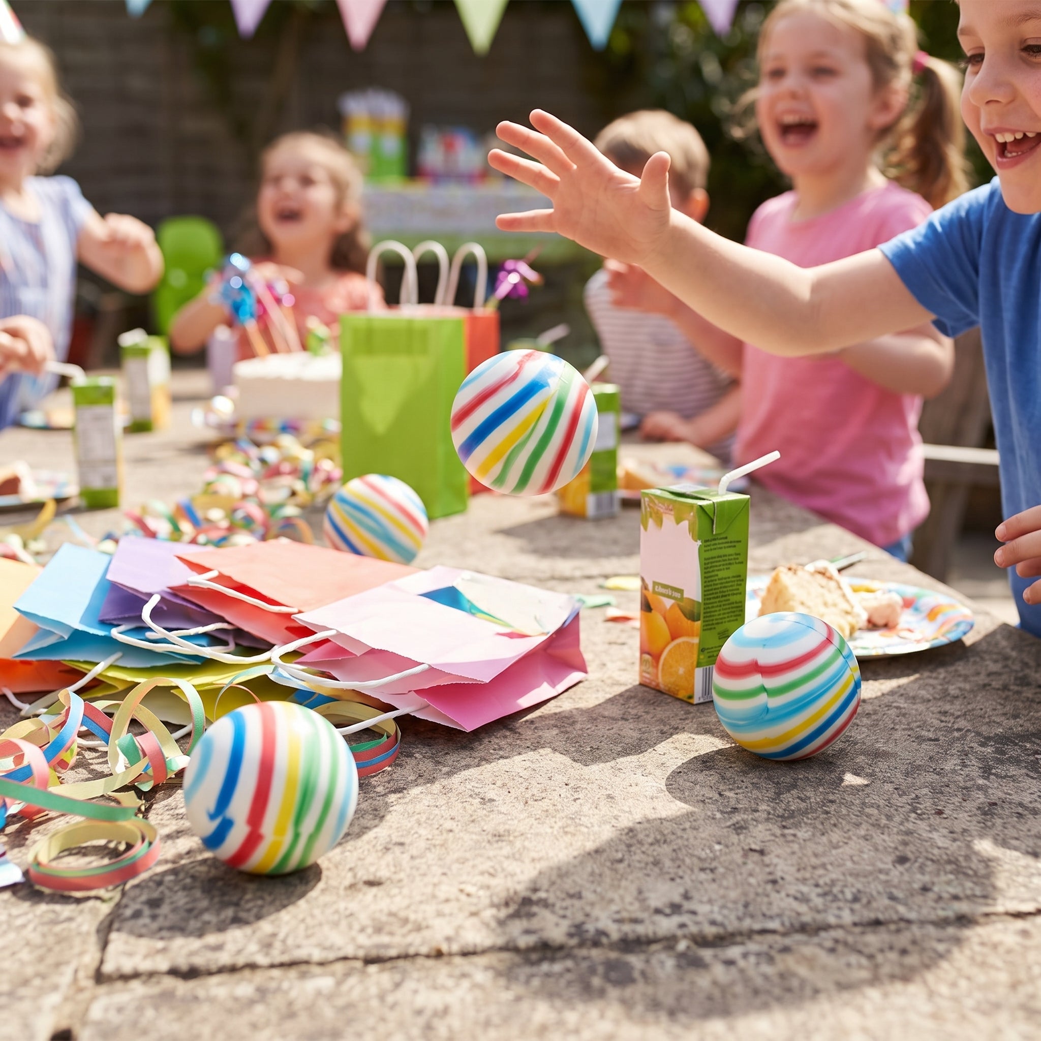 Colorful Striped Bounce Ball Party Favors, 8-Pack