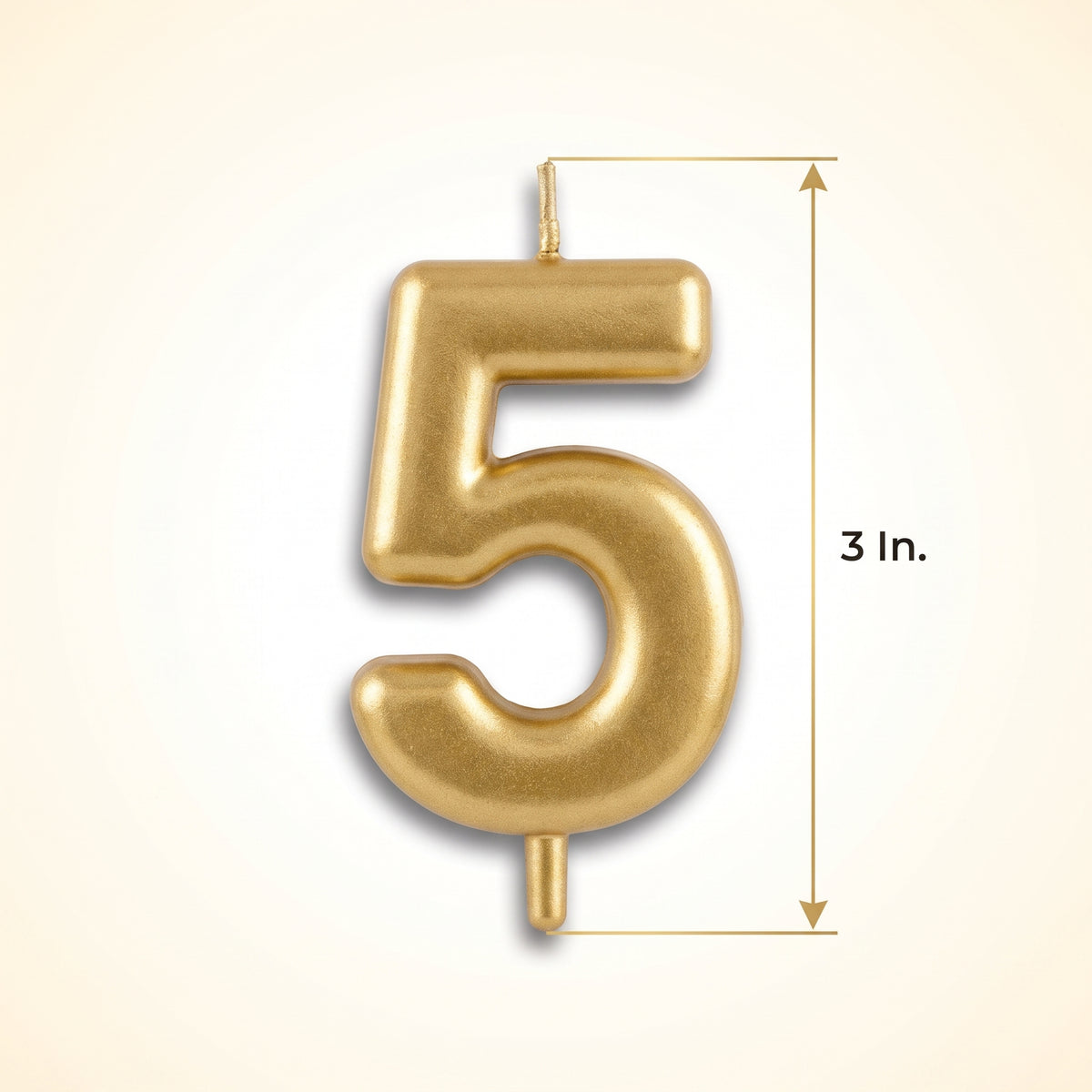 Gold Metallic Number 5 Birthday Candle