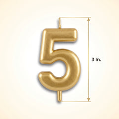 Gold Metallic Number 5 Birthday Candle