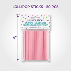 Pink Lollipop Sticks - 50 Pack