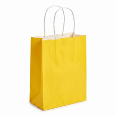 Bright Yellow Kraft Gift Bag with Handles - 5"