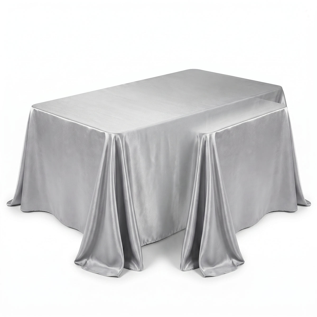 Elegant Silver Fabric Table Cover 60x84 inches