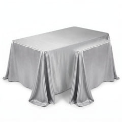 Elegant Silver Fabric Table Cover 60x84 inches